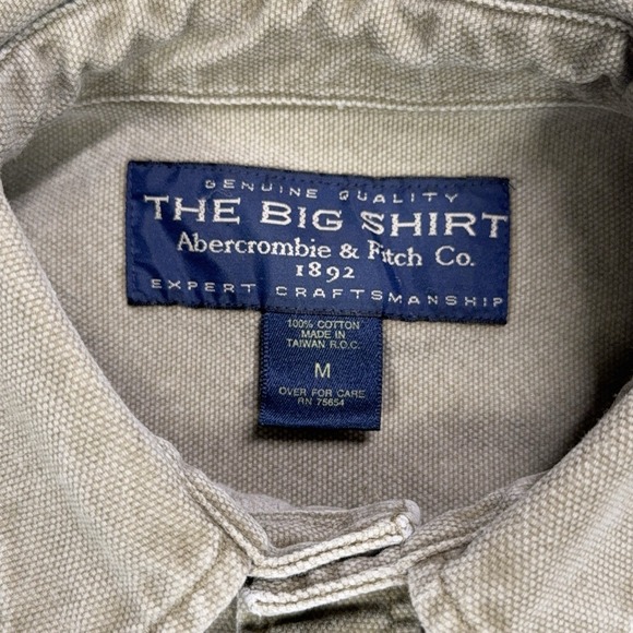 Vintage Abercrombie & Fitch The Big Shirt Size M Beige Canvas Overshirt 90s Y2K - Picture 10 of 11